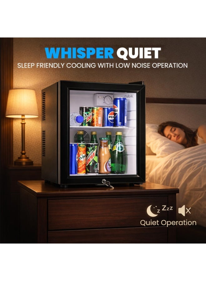 Rubik ثلاجة صغيرة مع قفل مفتاح، باب زجاجي تيار متردد 220 فولت، مبرد مشروبات للأطعمة والمشروبات والعناية بالبشرة، رائع للاستخدام في المنزل والمكتب والفندق (سعة 30 لتر) - Image 5